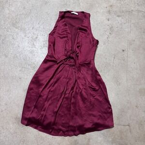 Joie Dress Sleeveless Mini Burgundy Tie Front V-Neck‎ Party Cocktail Size 4